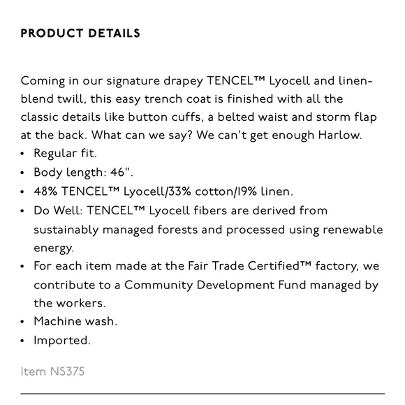 NWT Madewell Belted Trench Coat in Drapey Twill Dark Olive size Small - Picture 7 of 7